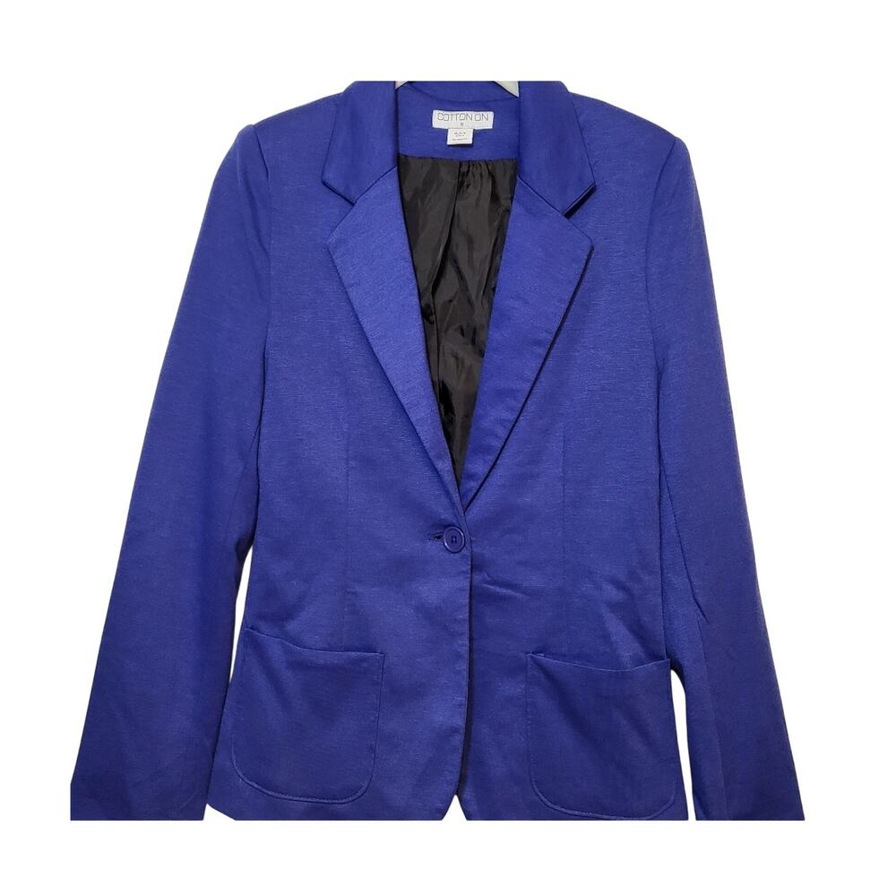 COTTON ON WOMEN’S BLUE SPORTS COAT – SIZE SMALL – ONE BUTTON – LIGHTWEIGHT